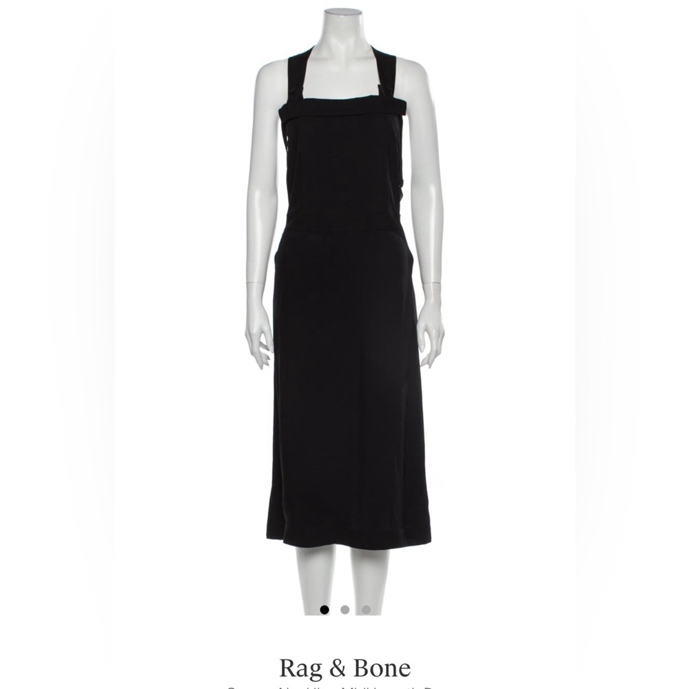 Rag & Bone Silky Black Midi Adrian Dress